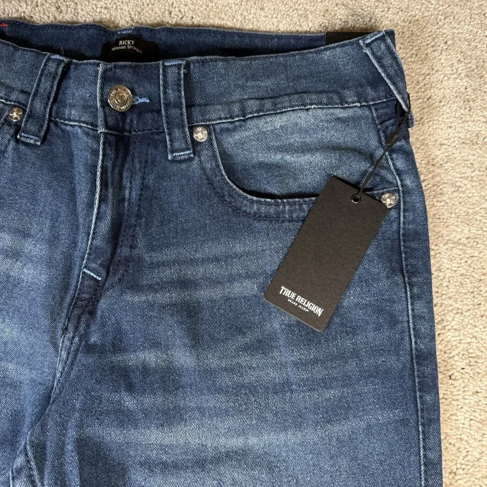 NWT True Religion‎ Men's 32x34 Medium Wash Ricky Relaxed Straight Fit Jeans $199